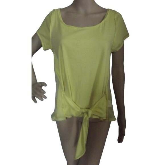 Leifnotes T-shirt Blouse Womens Small Yellow Gossamer Top ties Anthropologie - Picture 2 of 13